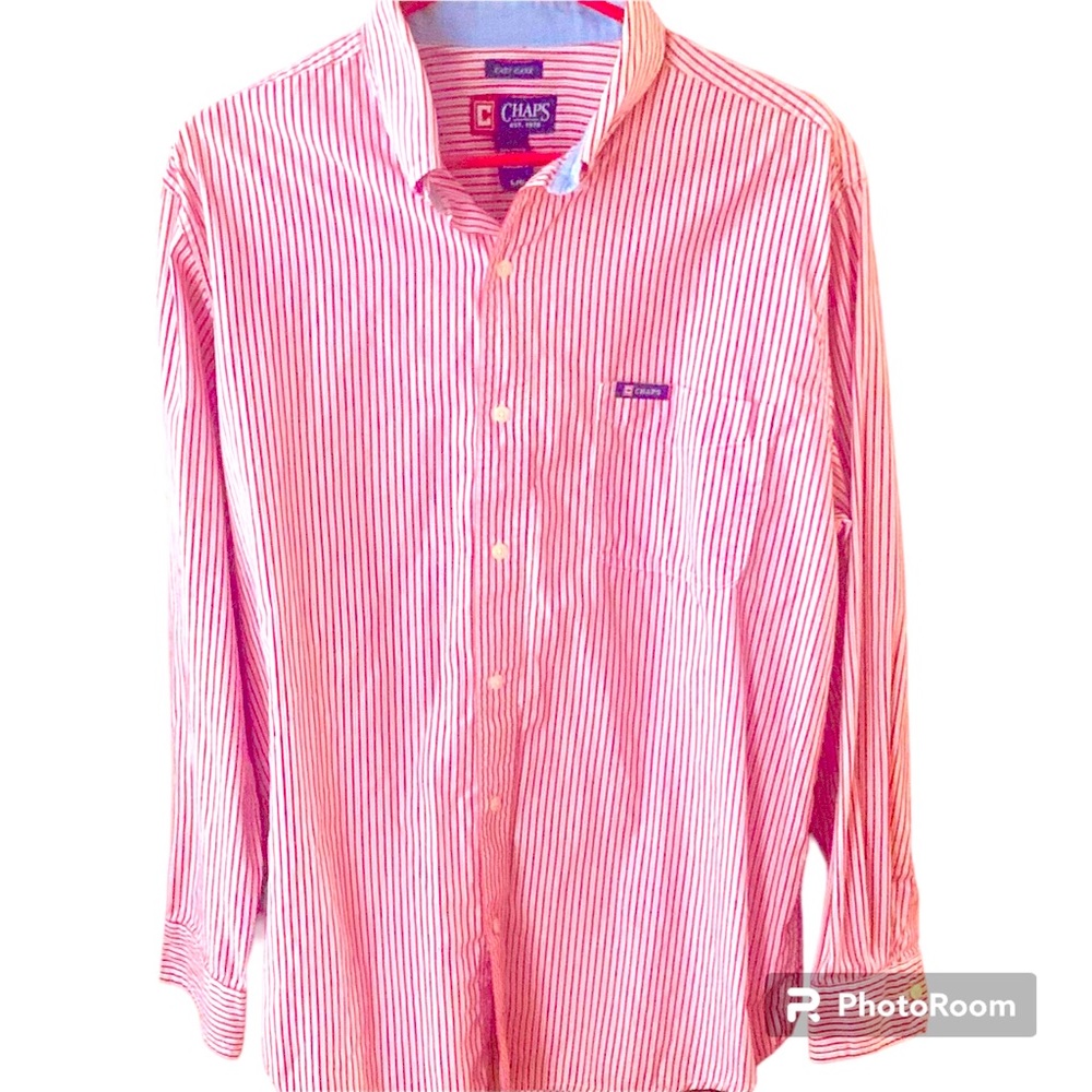 Chaps Striped Long Sleeve Striped Button Down Large
